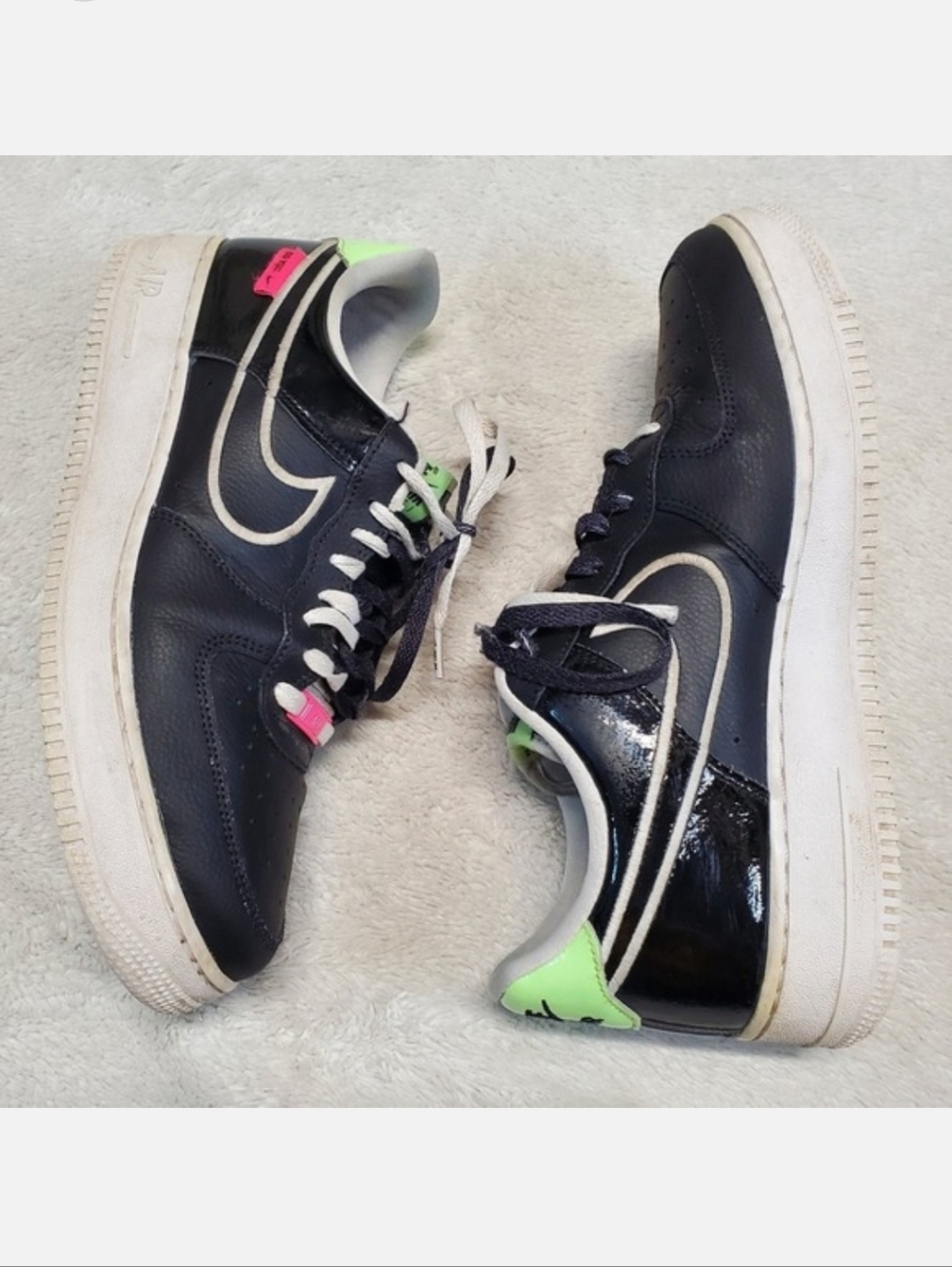 Nike Air Force 1 Black White Shoes Men 9.5 Streetwear Casual Classic Logo School